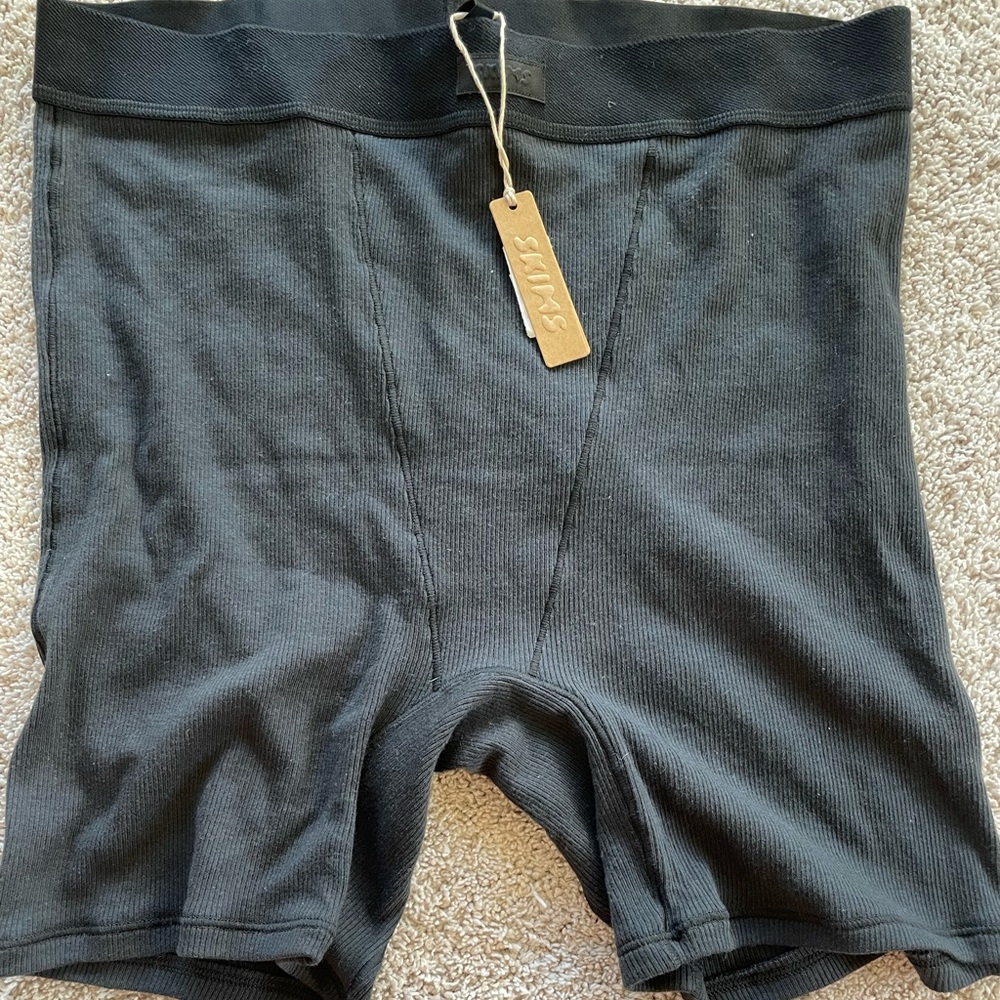SKIMS Black Ribbed Pajama Shorts